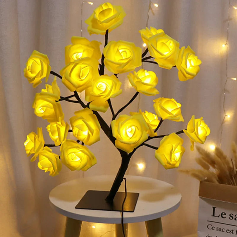 LED Rose Flower Table Lamp USB Christmas Tree Fairy Lights Night Lights Home Party Wedding Bedroom Decoration Mother'S Day Gift