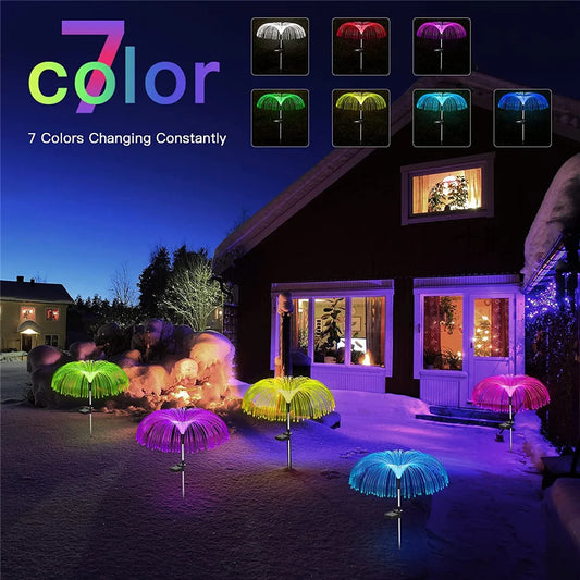 Solar Jellyfish Light Outdoor Waterproof Flowers Garden Lamp 7 Color Changing Landscape Yard Patio Pathway Christmas Sun Light