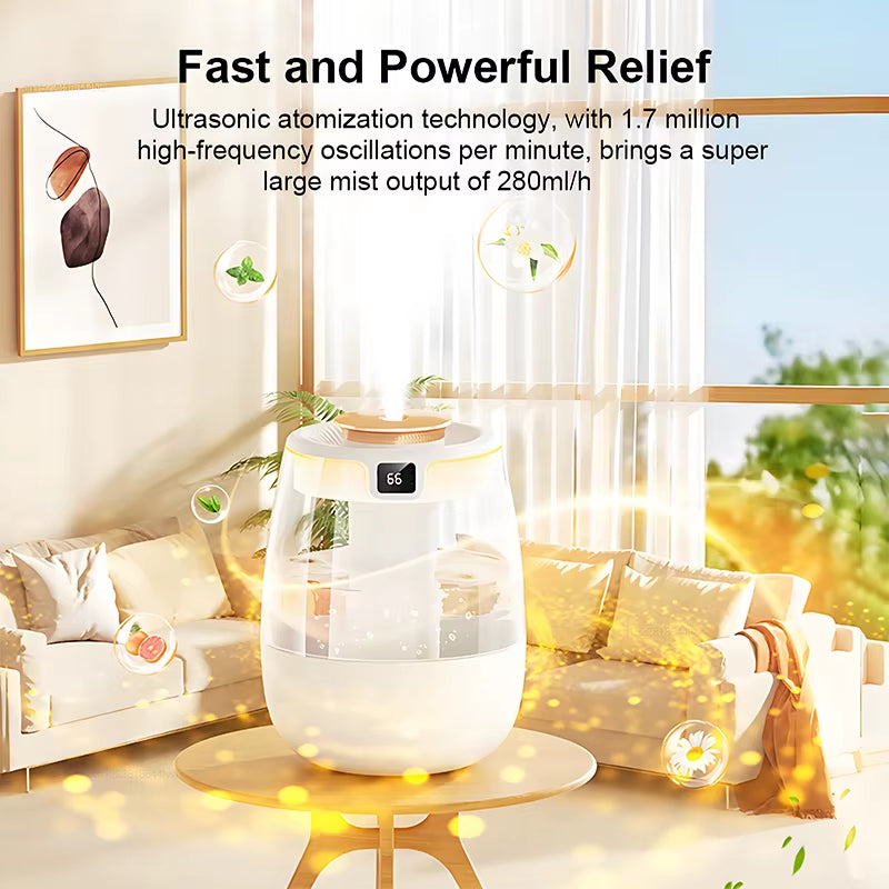 Air Humidifier 1300ML Aroma Humidifier Double Spray Port Essential Oil Diffuser with Light USB Water Humidifier for Home Office