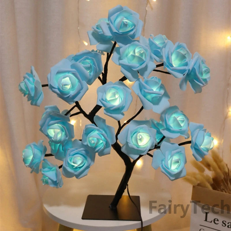 LED Rose Flower Table Lamp USB Christmas Tree Fairy Lights Night Lights Home Party Wedding Bedroom Decoration Mother'S Day Gift